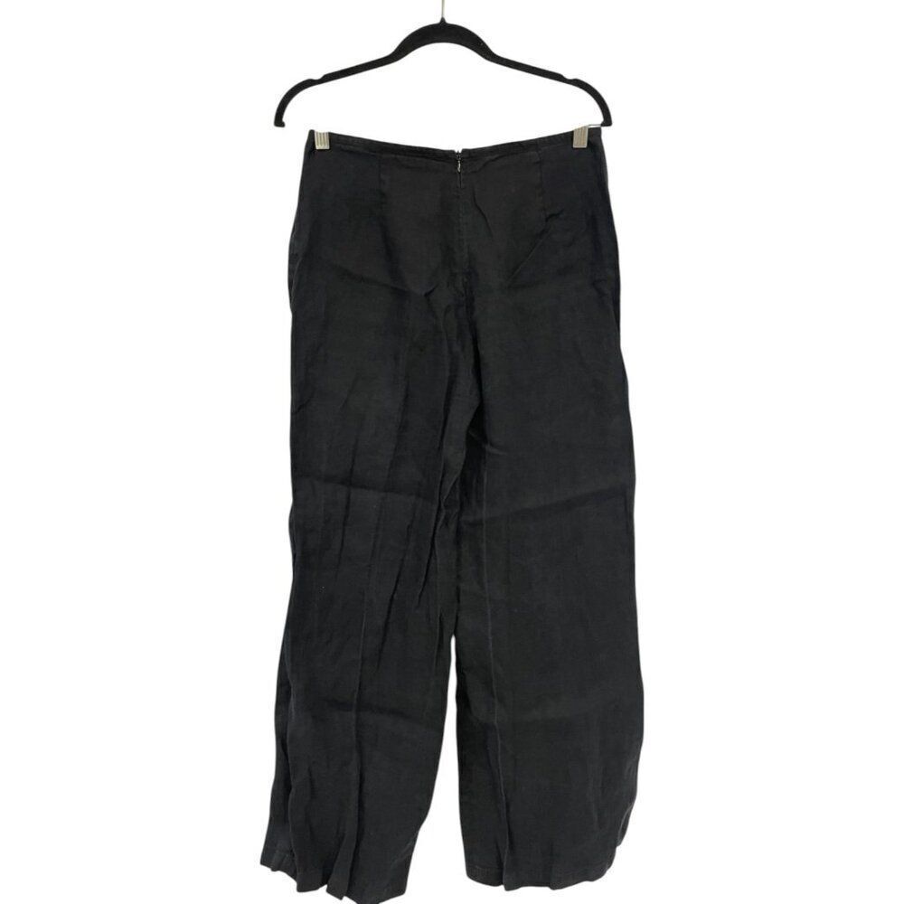 Massimo Dutti Womens Linen trousers Pants EU 36 US 4 Black Wide leg 5091/960